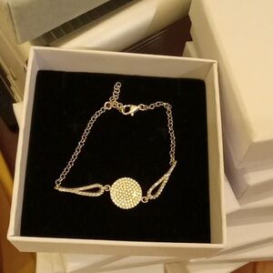 925 Sterling Silver Zircon Stone Round Adjustable Bracelet